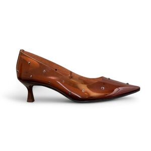 Katy Perry Damen Golden Studded Transparent Pointed Toe Pumps Size 8.5